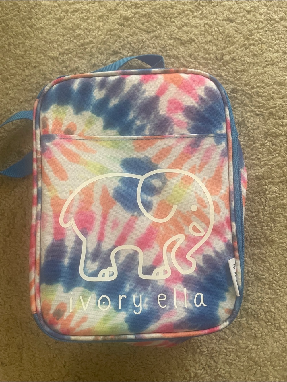 ivory ella Pastel Tie-Dye Lunch Bag with White Elephant